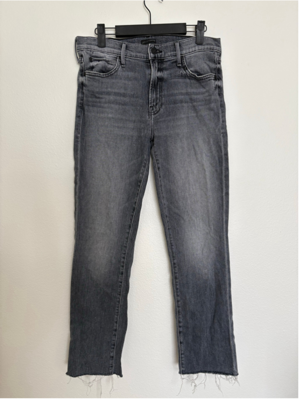 MOTHER The Rascal Ankle Fray Jeans, Size 28, Grey( Stitching in the Dark)